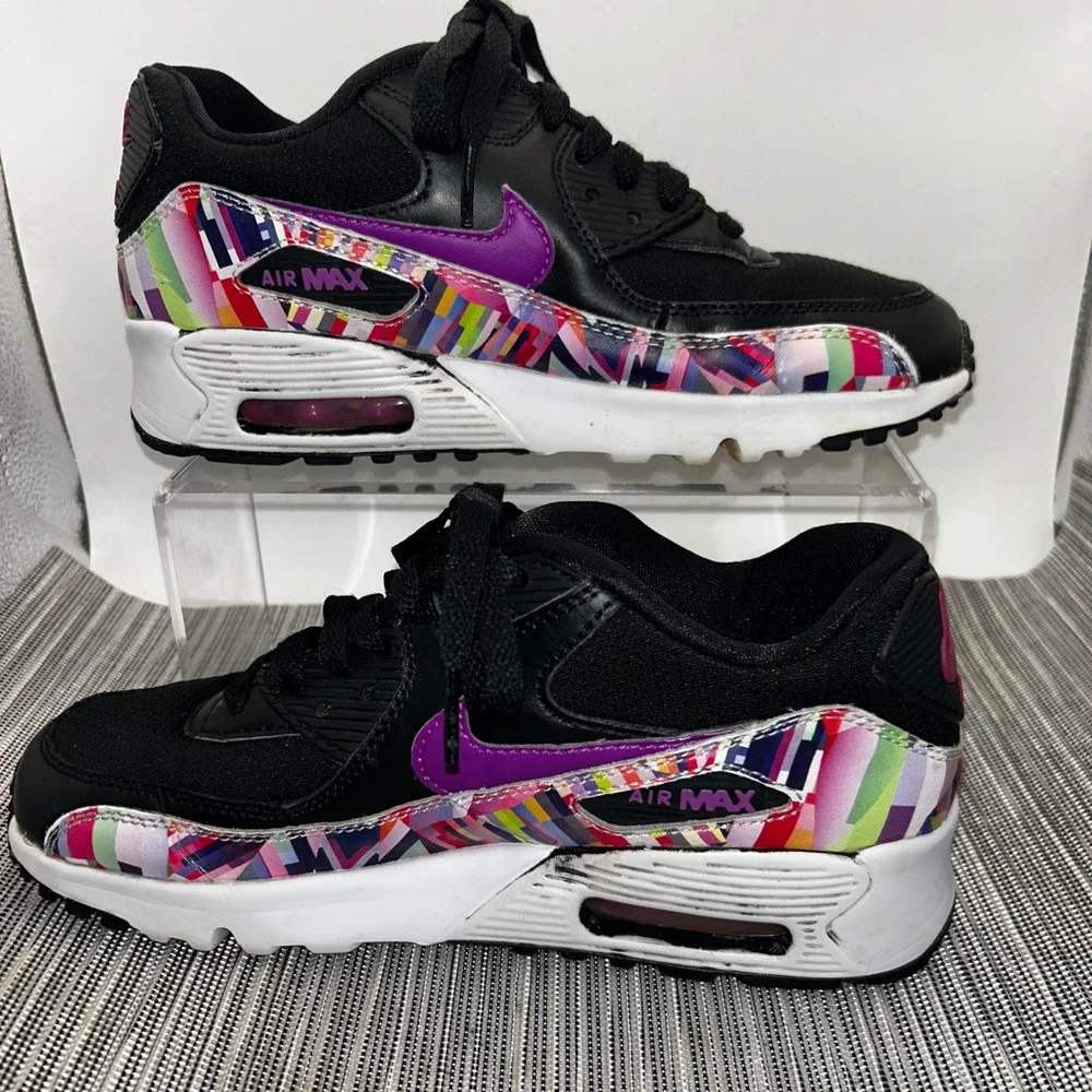 Nike Air Max 90 Print Mesh GS 833497-001 Hyper Violet 4.5Y Womens 6